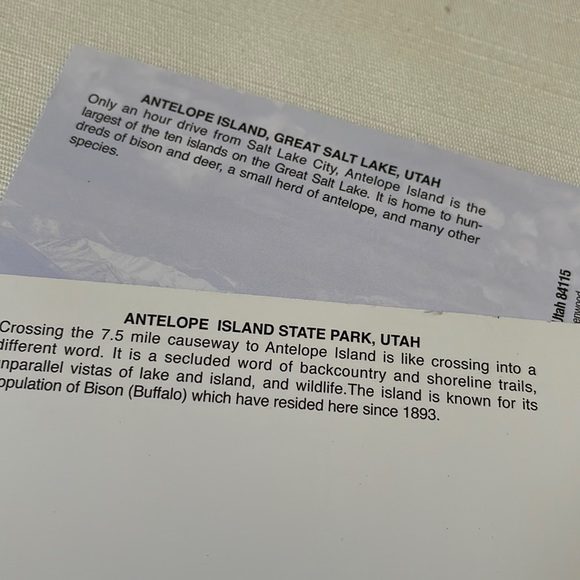 Set of 2 post cards unused new travel Utah Antelope Island state park - Picture 4 of 8